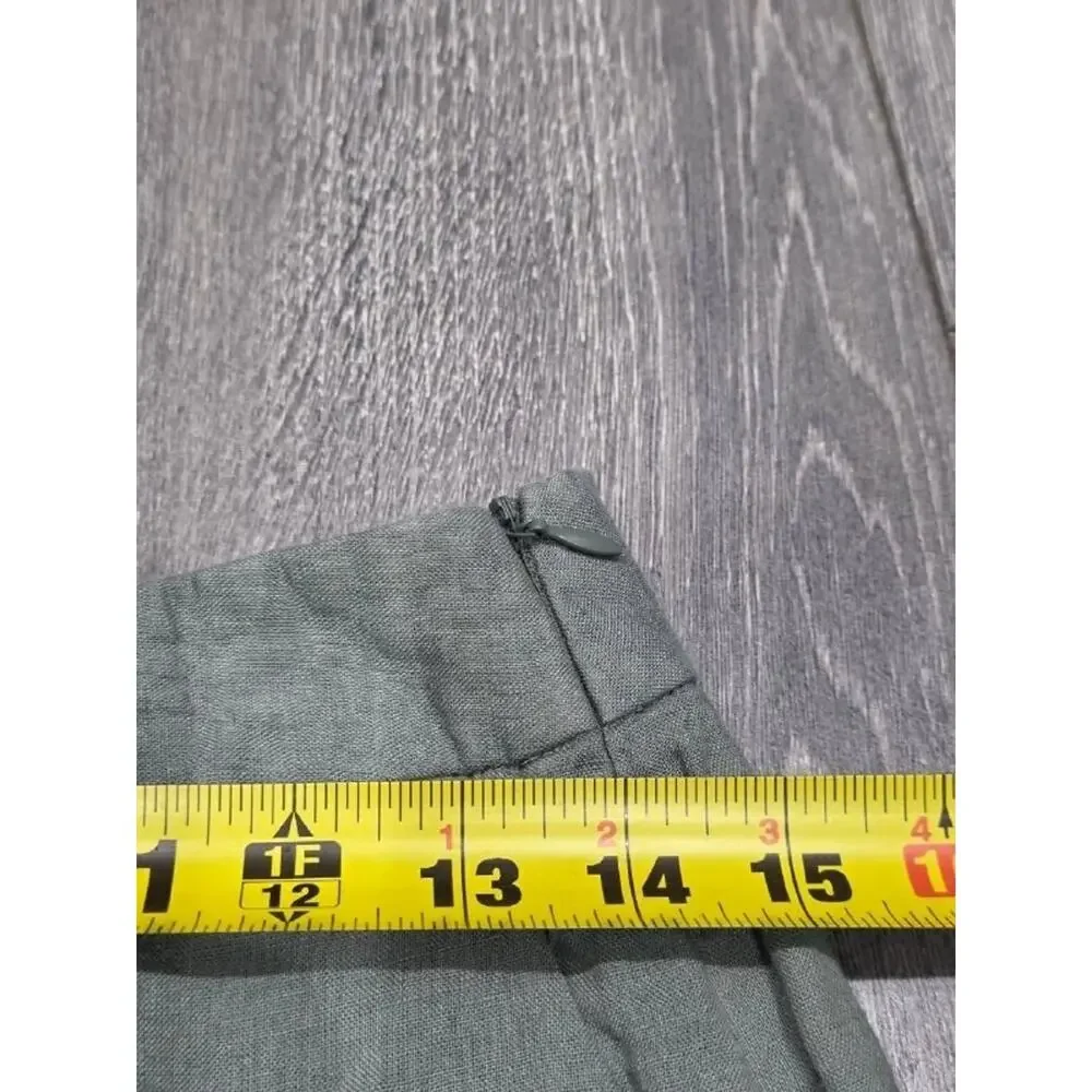 Zara Olive 100% linen Green Y2K Wrap wide leg crop Pants Medium A004758